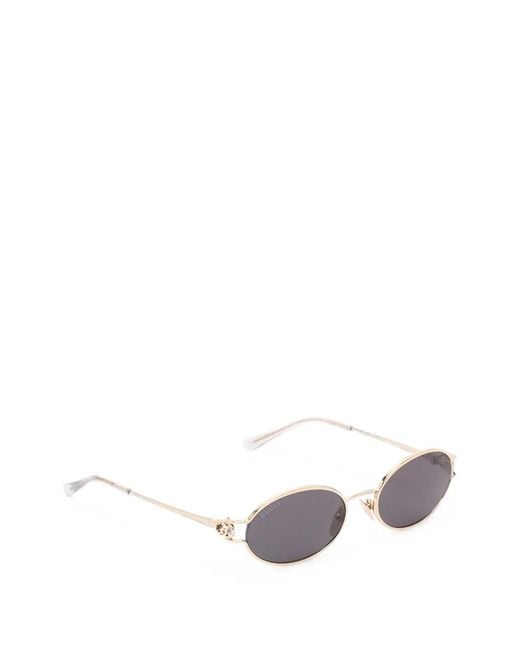 Gucci White Interlocking G Oval-Frame Sunglasses