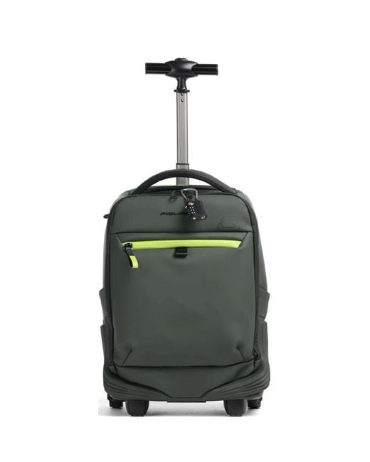 Piquadro Green Water-Resistant Wheeled Backpack for men