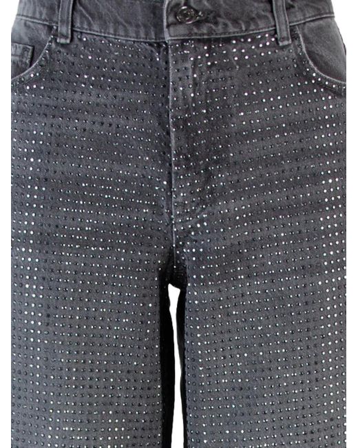 Liu Jo Gray Crystal-Embellished Jeans