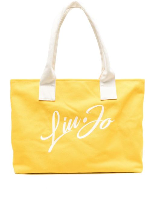 golondrina emocionante Posible Bolso shopper con logo estampado de Liu Jo de color Amarillo | Lyst