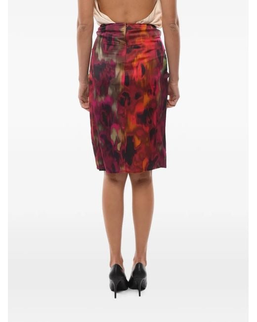 Herskind Red Midi Erin Knot-Detail Skirt