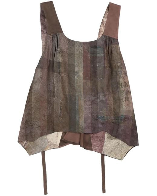 Ziggy Chen Brown Collaged Graphic-Print Top