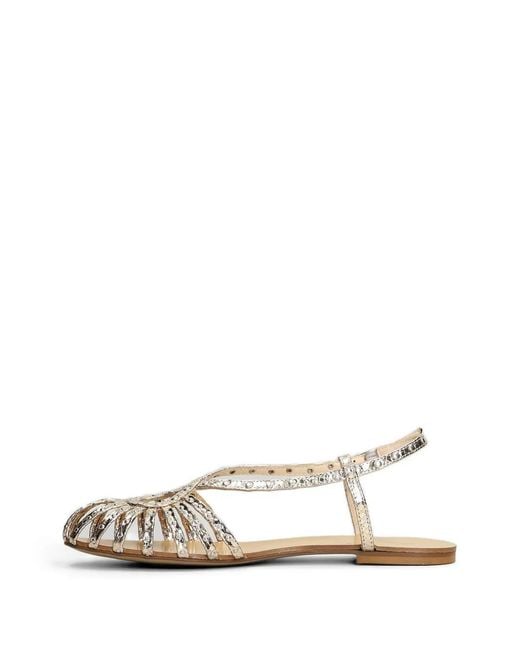 Anna F. White Snakeskin-Effect Studded Sandals