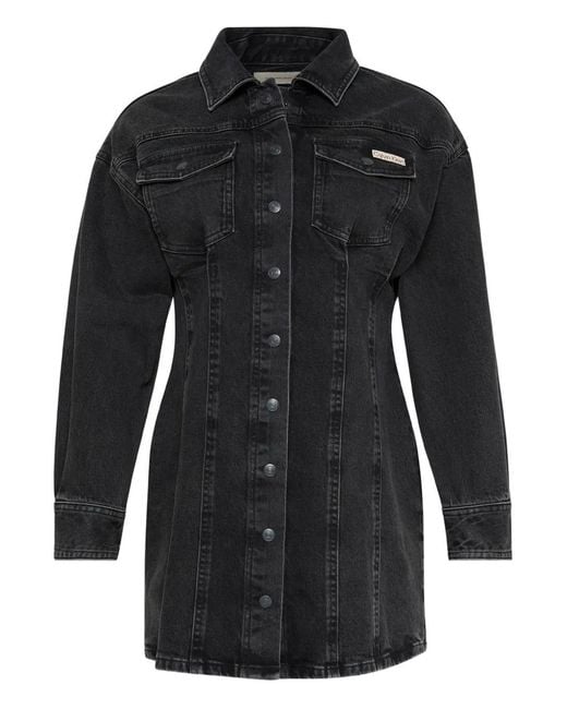 Calvin Klein Black Denim Shirt Mini Dress