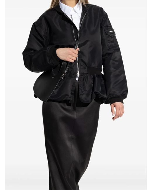 Coperni Black Gathered-Hem Bomber Jacket