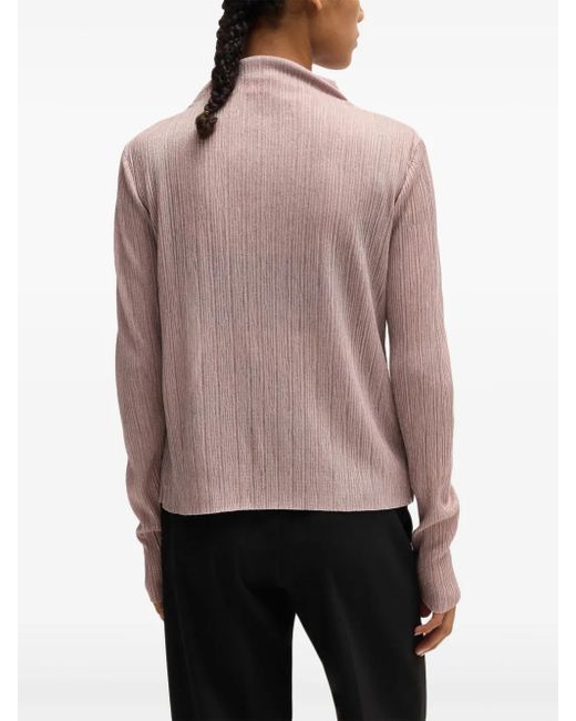 HUGO Brown Plissé-Effect Blouse