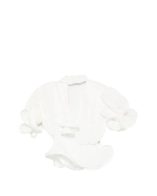 ROWEN ROSE White Puffy-Sleeve Blouse