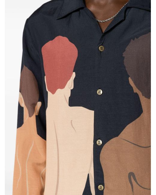 Amir Slama Blue Graphic-print Long-sleeved Shirt for men