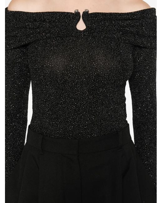 Ba&sh Black Off-Shoulder Gathered Top