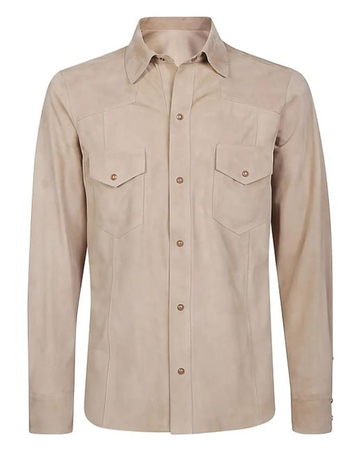 Eleventy Natural Pocket Leather Shirt for men