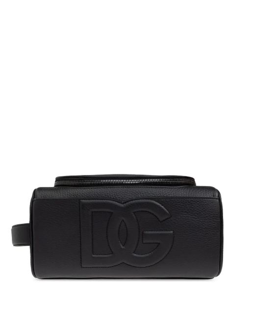 Dolce & Gabbana Black Logo-Patch Wash Bag for men