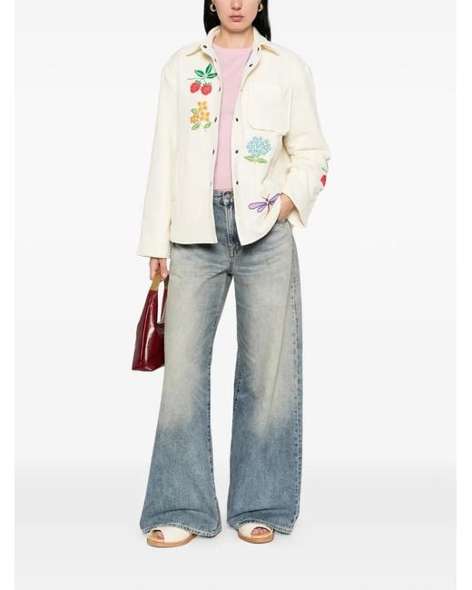 SUSANNA BLU White Crisantemo Button Jacket