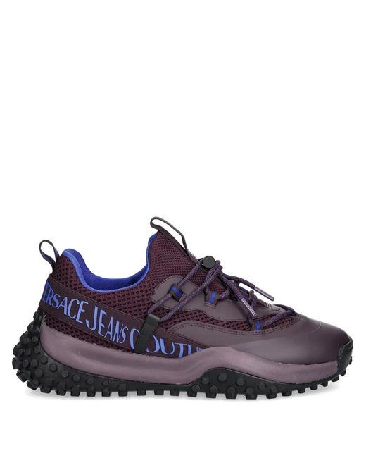 Versace Jeans Couture Purple Logo-Detail Lace-Up Sneakers for men
