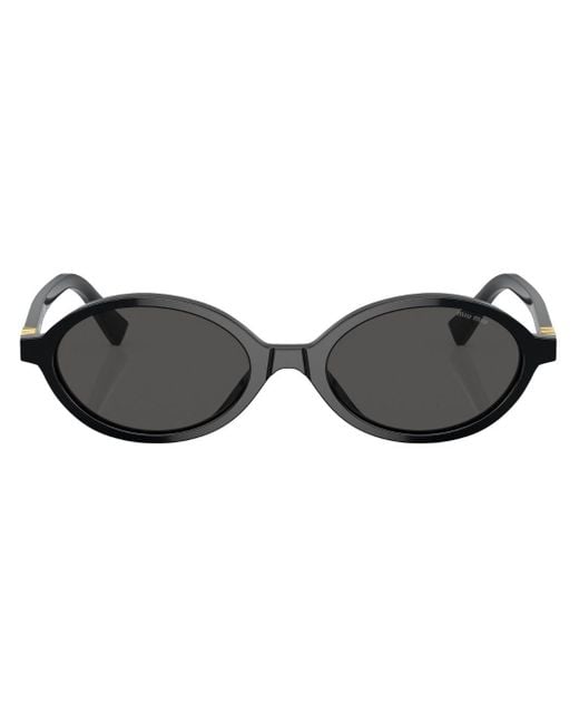 Miu Miu Black Logo-lettering Oval Sunglasses