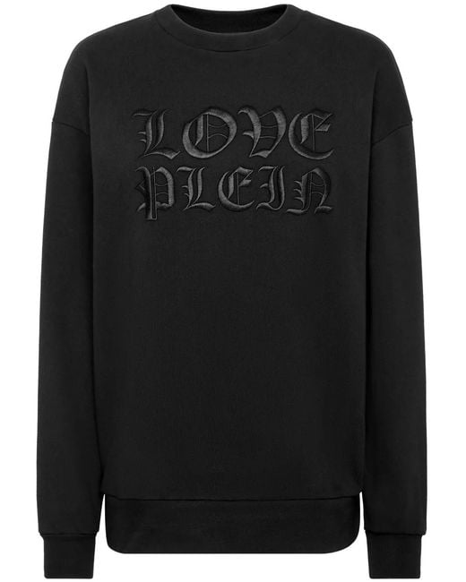 Philipp Plein Black Logo-Patch Cotton Sweatshirt
