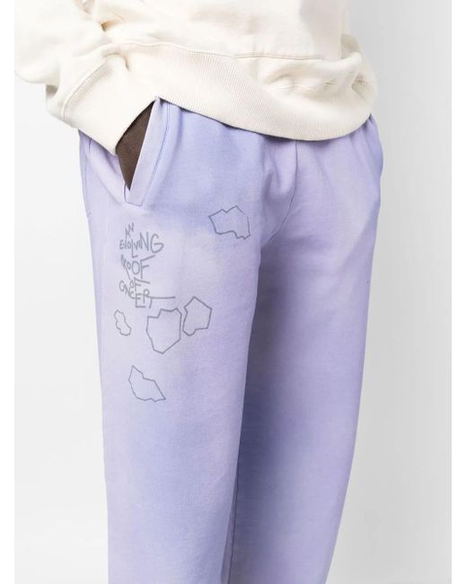 Objects IV Life Blue Slogan-Print Track Pants for men