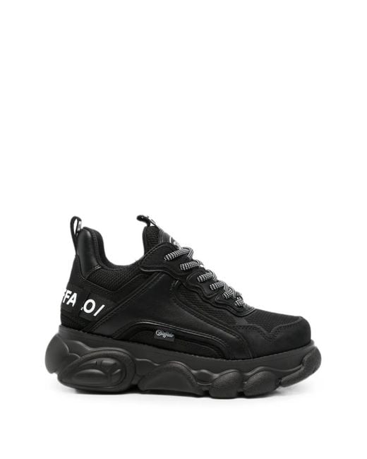 Buffalo Black Logo-Tape Chunky-Sole Sneakers