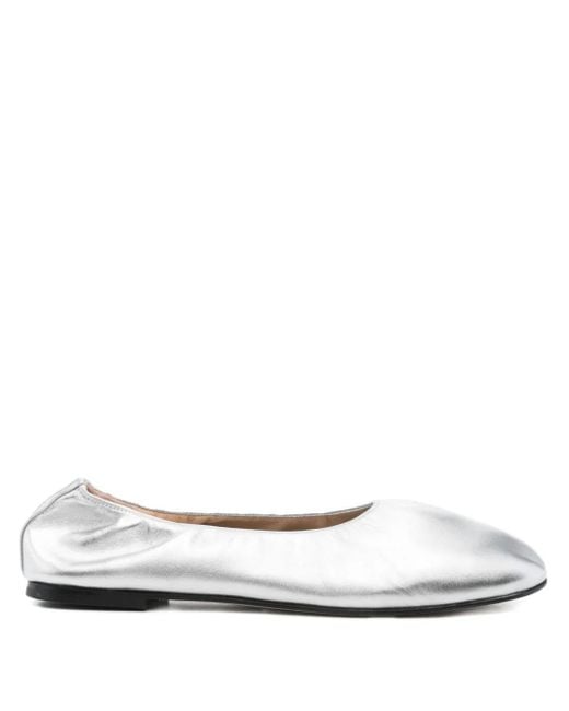 Dear Frances White Leather Ballet Flats