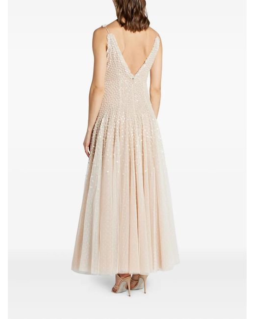Needle & Thread Natural Sequin-Embellished Tulle Dress