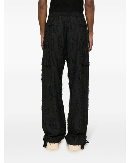 MSGM Black Distressed-effect Cotton Trousers for men