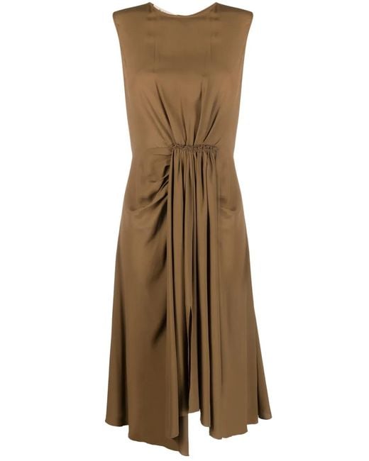 Blanca Vita Natural Gathered-Detail Sleeveless Dress
