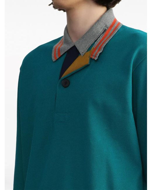 Kolor Blue Patchwork-Detail Polo Shirt for men