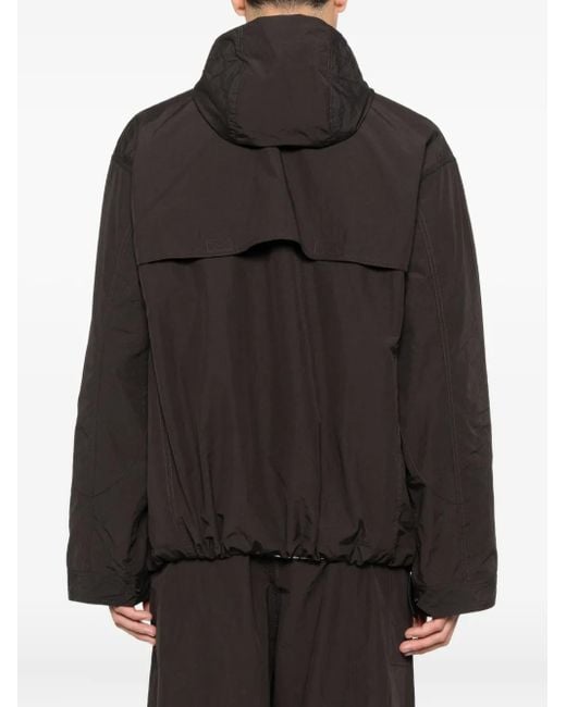 Studio Nicholson Black Hooded Windbreaker Jacket for men