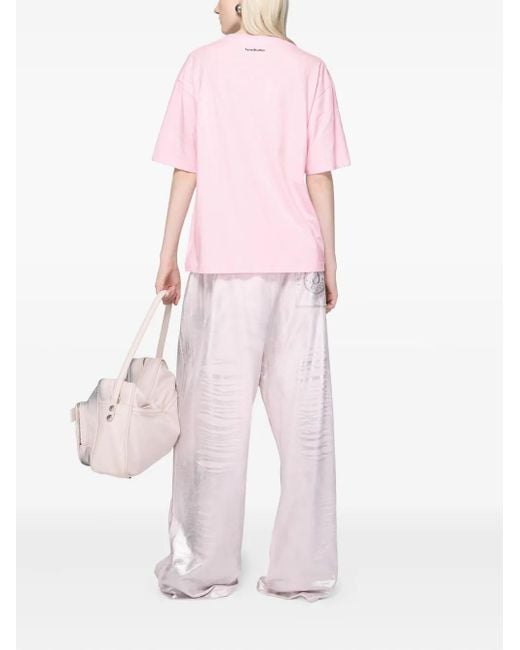 T-Shirt Con Stampa A Cuore di Acne in Pink
