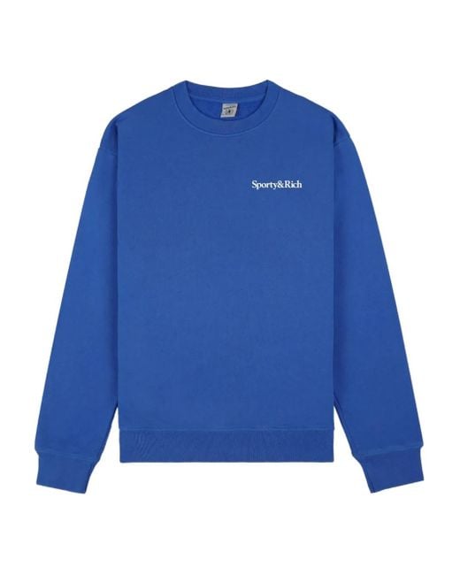 Sporty & Rich Blue Health Is Wealth Sweatshirt