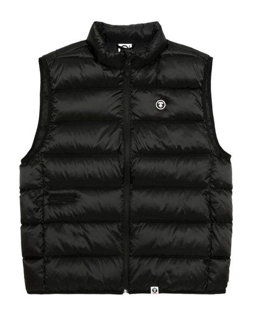 Aape By A Bathing Ape Black Moonface Logo Down Gilet for men