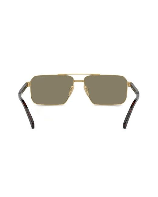 Prada Metallic Prada Pr A57S Rectangle Frame Sunglasses for men
