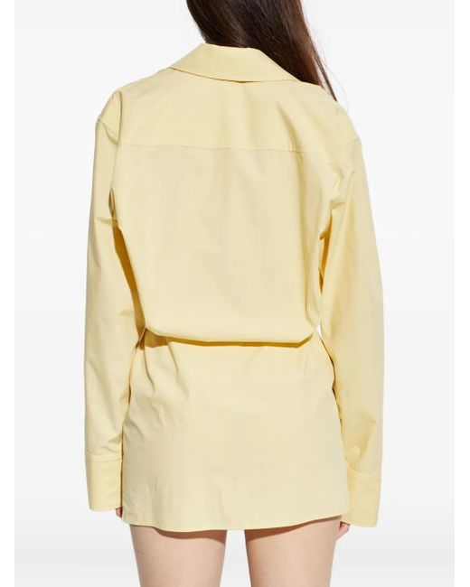 The Attico Metallic Mini Buttoned Collared Dress