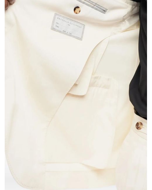 Brunello Cucinelli Natural Single-Breasted Silk Blazer for men
