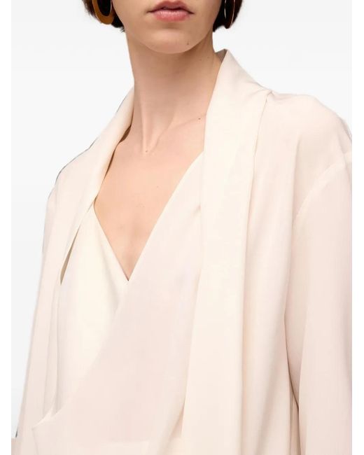 RETORI White Long-Sleeve Scarf-Detail Blouse