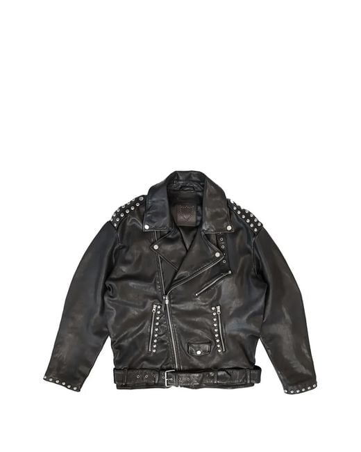 HTC Black Kurt Studded Leather Jacket for men