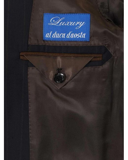 Al Duca D'aosta Blue Pinstripe Double-Breasted Suit for men