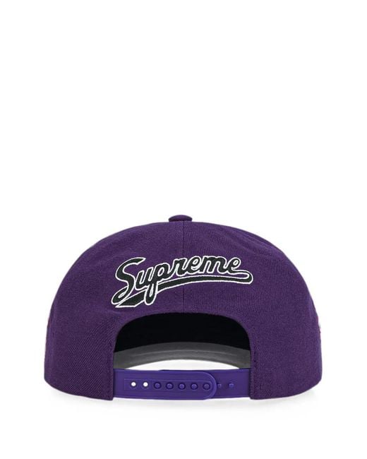 Supreme Purple Logo-Patch Baseball Cap for men