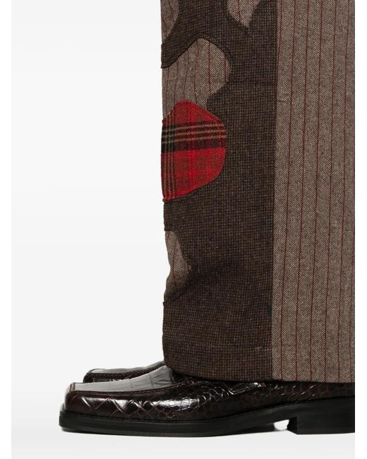 Kidsuper Gray Pinstripe Face-Patchwork Trousers for men