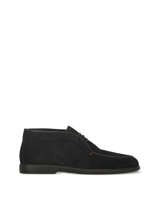Santoni Black Suede Desert Boots for men