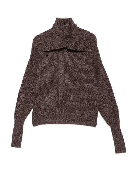 Bompard Brown Button-Collar Sweater