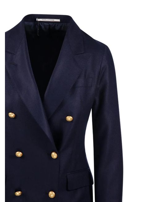 Tagliatore Blue Double-Breasted-Tone-Hardware Jacket