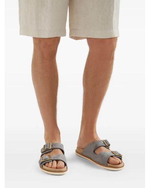 Brunello Cucinelli Gray Suede Sandals for men