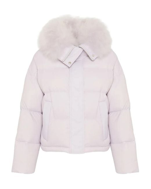 Yves Salomon Pink Removable-Collar Puffer Jacket