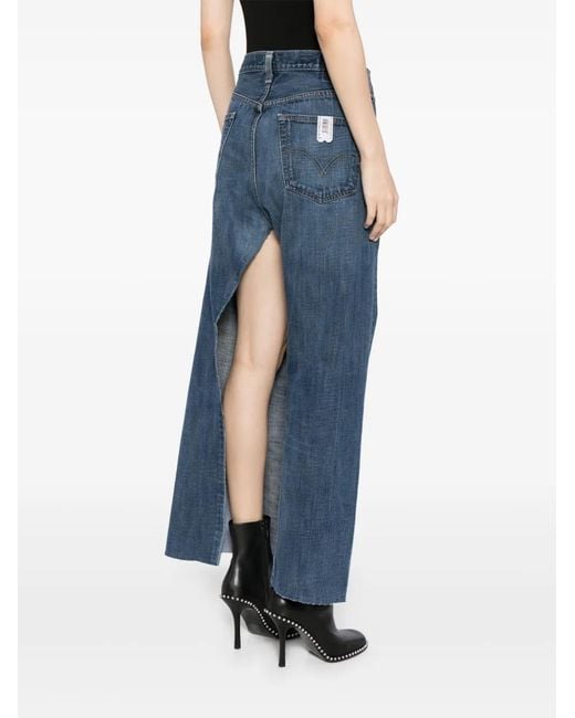 PROTOTYPES Blue Washed Denim Midi Skirt