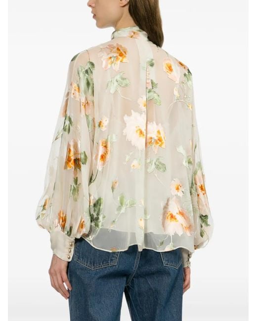 Zimmermann White All-Over Floral Print Shirt