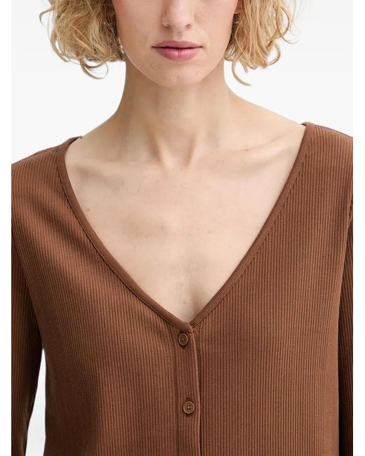 Marc O' Polo Blue Ribbed-Knit V-Neck Cardigan