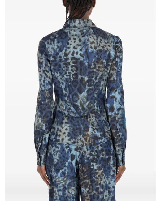 Camicia Con Stampa di Roberto Cavalli in Blue