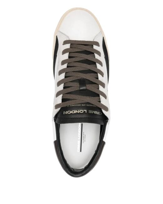 Crime London White Distressed Leather Sneakers for men