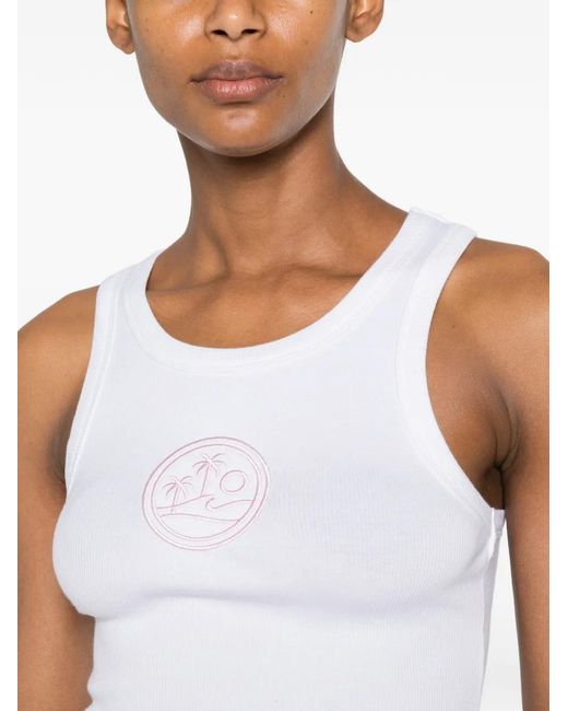 BLUE SKY INN White Logo-Embroidered Ribbed Tank Top