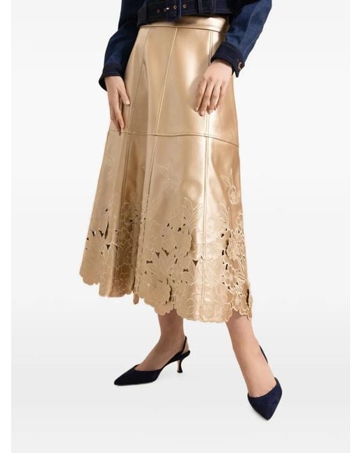 CHRISTY LYNN White Bobbi Laser-Cut Midi Skirt